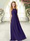 Custom Fit Chiffon Scoop Sleeveless Zipper Ruching Homecoming Dress in Purple