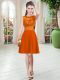 Deluxe Orange Red Sleeveless Satin Zipper Dress for Prom for Prom and Party
