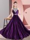 Floor Length Zipper Homecoming Dress Purple for Prom and Party with Beading