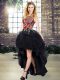 A-line Evening Outfits Black Scoop Organza Sleeveless High Low Lace Up