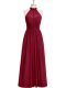 Admirable Burgundy Sleeveless Ruching Floor Length Prom Party Dress