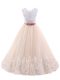 Custom Design Pink Sleeveless Brush Train Zipper Flower Girl Dress for Wedding Party