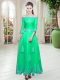 Chic A-line Turquoise Off The Shoulder Tulle 3 4 Length Sleeve Floor Length Lace Up