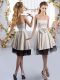 Classical Knee Length White Bridesmaids Dress Tulle Sleeveless Bowknot