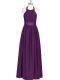 On Sale Eggplant Purple Prom Dresses Prom and Party with Ruching Halter Top Sleeveless Zipper