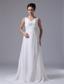 Empire Beaded Decorate Waist Wedding Dress For 2013 V-Neck Chiffon Court Train