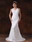 bodice Lace Mermaid / Trumpet Sweep Wedding Dress For 2013 V-Neck
