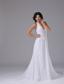 Halter Wedding Dress With Ruched Bodice Beading In Brentwood California Chapel Train