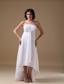 White Empire Halter High-low Chiffon Beading Prom Dress