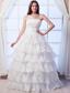 Wonderful A-line Strapless Floor-length Organza Beading Wedding Dress