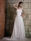 Simple A-line One Shoulder Court Train Chiffon Ruch and Beading Wedding Dress