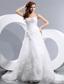 Elegant A-line Strapless Court Train Taffeta and Organza Ruch and Hand Made Flower Wedding Dress