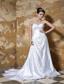 Beautiful Column Sweetheart Court Train Silk Like Satin Beading Wedding Dress