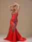 Mermaid Red and One Shoulder For 2013 Prom Dress With Embroidery In Little Rock Arkansas