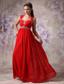 Red Empire / Princess Straps Floor-length Chiffon Beading Prom Dress
