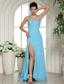 High Slit Sweetheart Beaded For Aqua Blue Prom / Evening Dress Brush Train Customize