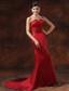 Custom Made Mermaid Red Satin Prom Dress With Brush Train Strapless For 2013 Prom In Rosario