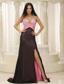 Straps Beaded Decorate Bust Ruch Chiffon and Elastin Woven Satin For 2013 Prom Dress