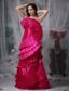 Hot Pink Column / Sheath Strapless Floor-length Organza Ruch Prom Dress