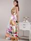 Beautiful Empire Strap Floor-length Print Beading Prom Dress