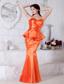 Orange Red Mermaid Sweetheart Ruch Prom / Evening Dress Floor-length Taffeta