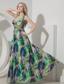 Colorful Empire Straps Floor-length Printing Beading Prom Dress