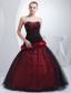 Wine Red Sweetheart Hand Made Flowers Beading Prom Dress