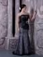 Black Mermaid Strapless Floor-length Organza Beading Prom Dress