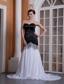 White and Black Column Sweetheart Brush Train Chiffon Sequins Prom Dress