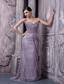 Lavender Column Sweetheart Brush Train Special Fabric and Chiffon Beading Prom Dress