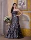 Black Column Strapless Floor-length Taffeta Sequins Prom Dress