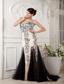 Champagne Column Sweetheart Brush Train Tulle and Satin Appliques With Beading Prom Dress