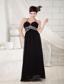 Black Empire Straps Floor-length Chiffon Beading Prom Dress