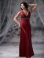 Jefferson Iowa Beaded Decorate Halter and Wasit Floor-length Wine Red Prom / Evening Dress For 2013
