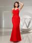 Mermaid Beading Halter Chiffon Floor-length Prom Dress Red