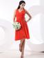 V-neck Ruch For Bridesmaid Dress With Knee-length and Chiffon