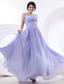 Bbeaded Decorate Bateau and Waist For Lilac Prom Dress With Floor-length