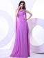 Watteau Train For Lavender Prom Dress With V-neck