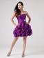 Luxurious Eggplant Purple 2013 Prom Cocktial Dress With Beaded Decorate and Ruch Strapless Taffeta