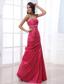 Ruched Bodice and Beading For Prom Dress With Hot Pink and Floor-length
