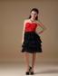 Cute Black and Red A-line Sweetheart Short Prom Dress Chiffon and Taffeta Beading Knee-length