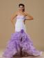 Wentzville Mermaid Beaded Decorate Bust Hand Made Flower and Ruffles Ruch White and Purple Organza 2013 Prom / Evening Dress