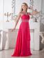 Affordable Sexy Coral Red V-neck Chiffon Prom Dress Brush Train