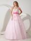 Pink A-line Sweetheart Floor-length Tulle Appliques Prom / Evening Dres