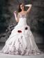 White Ball Gown Sweetheart Brush Train Taffeta Embroidery Quinceanera Dress