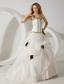 White Ball Gown Sweetheart Brush Train Organza Hand Made Flowers Prom / Evening Dress