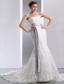 Luxurious Mermaid Strapless Court Train Taffeta and Lace Sash Wedding Dress