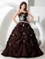 Brown Ball Gown Sweetheart Floor-length Taffeta Appliques Quinceanera Dress