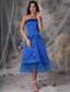 Blue A-Line / Princess Strapless Tea-length Taffeta Sashes/Ribbons Prom Dress