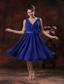 Roral Blue V-neck Bridesmaid Dress With Flowers and Ruch Derocate In Carefree Arizona